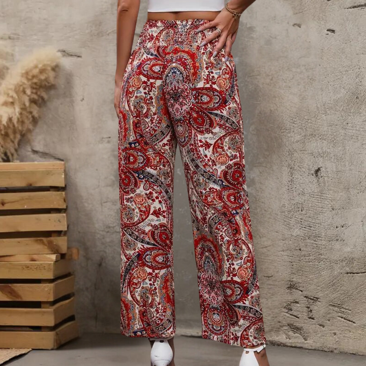 Stylish Reina women's boho trousers with elegant diagonal pockets