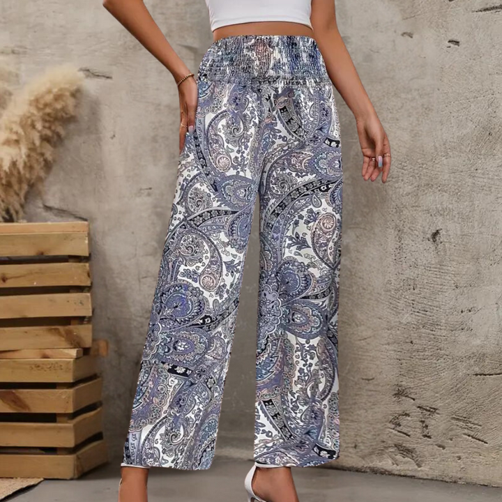 Stylish Reina women's boho trousers with elegant diagonal pockets