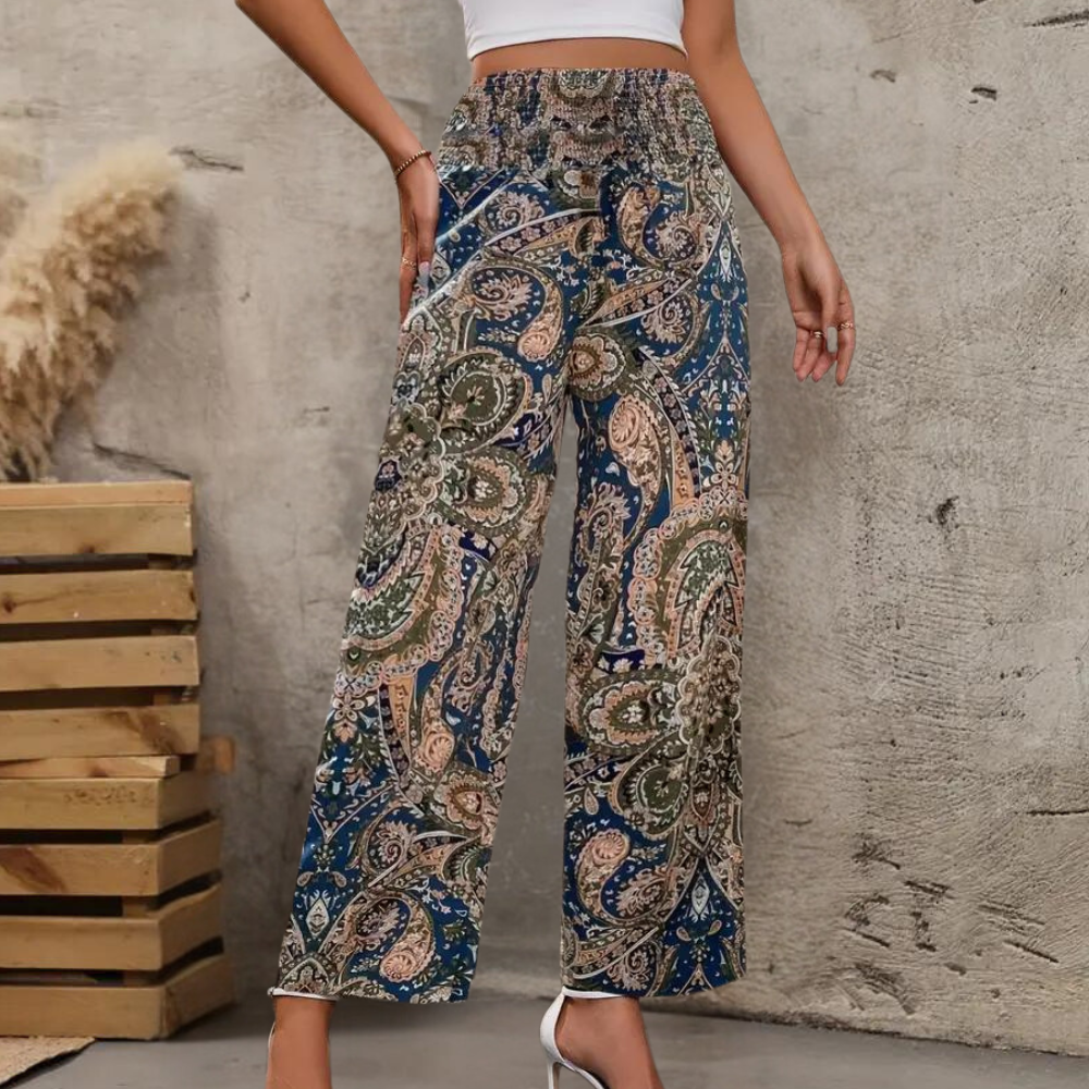 Stylish Reina women's boho trousers with elegant diagonal pockets