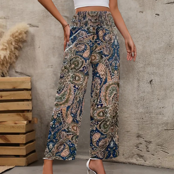 Stylish Reina women's boho trousers with elegant diagonal pockets