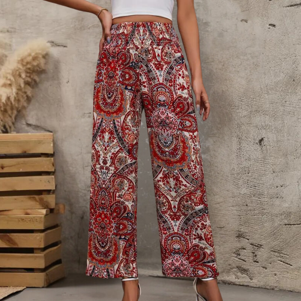 Stylish Reina women's boho trousers with elegant diagonal pockets
