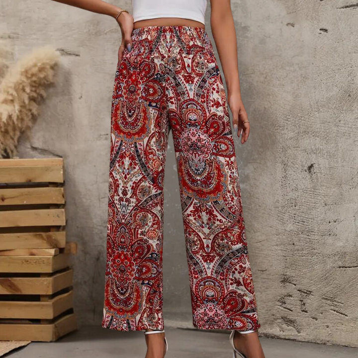 Stylish Reina women's boho trousers with elegant diagonal pockets