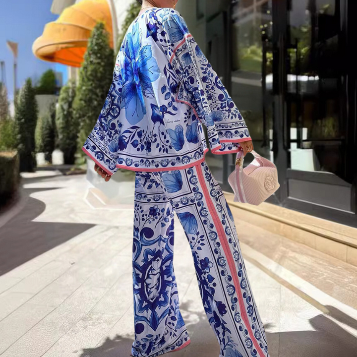 A unique women's outfit with a stunning floral motif