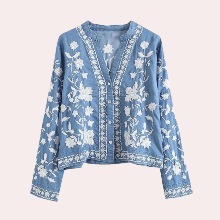 Stunning Breanne cardigan with embroidered flowers for elegant women