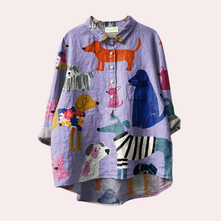 Brynja women's shirt with charming dog print