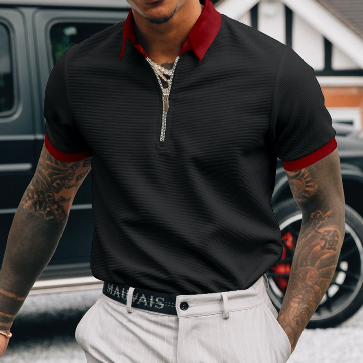 Elegant men's Edvard Chic zip-up polo shirt - perfect for any occasion!
