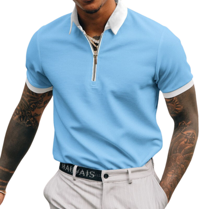 Elegant men's Edvard Chic zip-up polo shirt - perfect for any occasion!