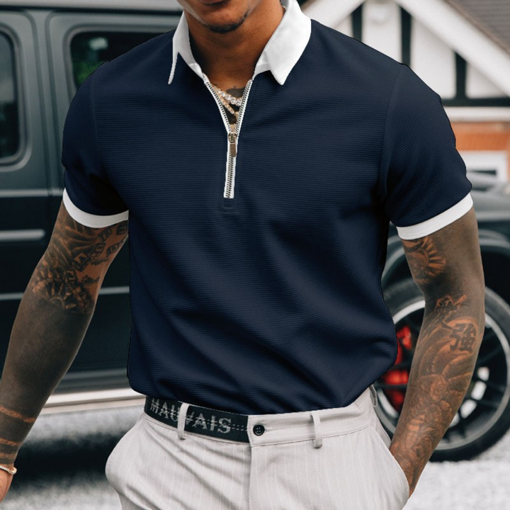 Elegant men's Edvard Chic zip-up polo shirt - perfect for any occasion!