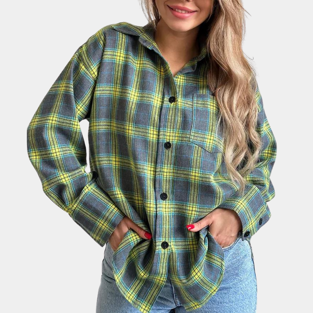 Stylish women's Iryna long sleeve shirt - Exclusive shirt in fashionable check pattern