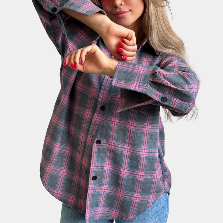 Stylish women's Iryna long sleeve shirt - Exclusive shirt in fashionable check pattern