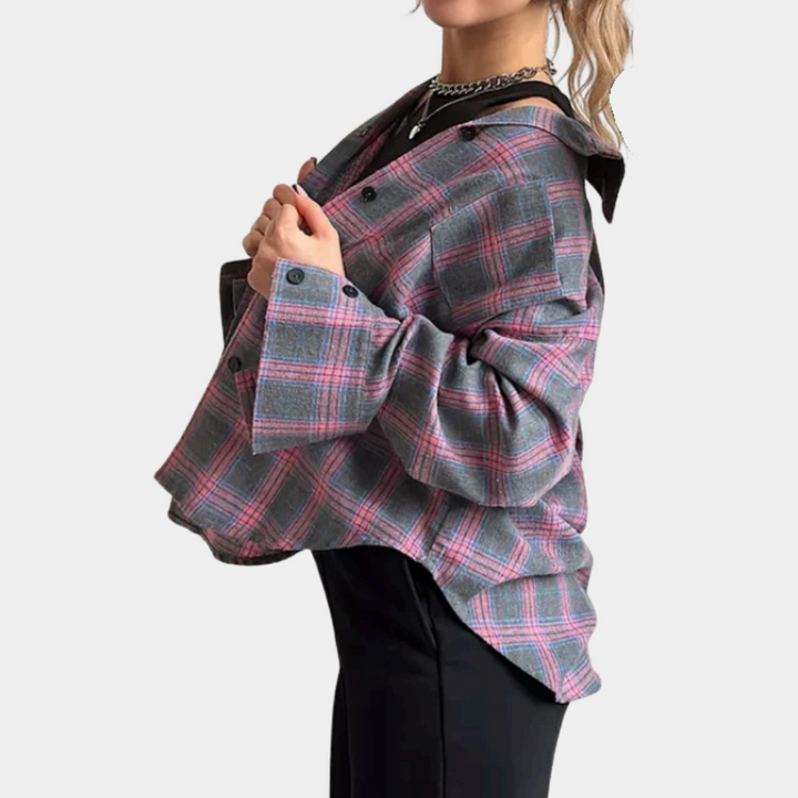 Stylish women's Iryna long sleeve shirt - Exclusive shirt in fashionable check pattern