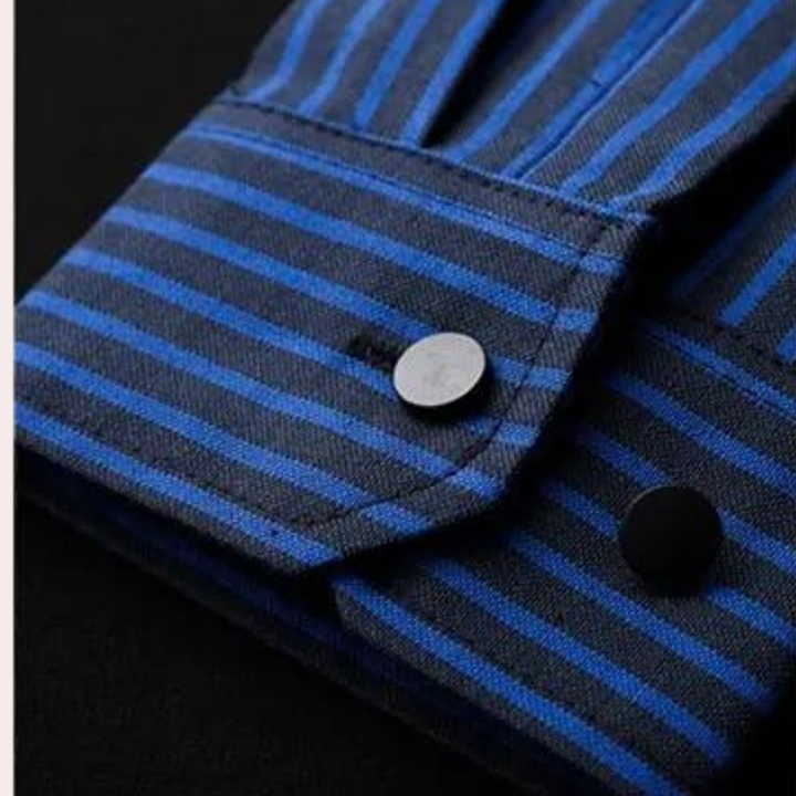 Elegant men's shirt with designer collar and stylish stripes on the sleeves - Kjell