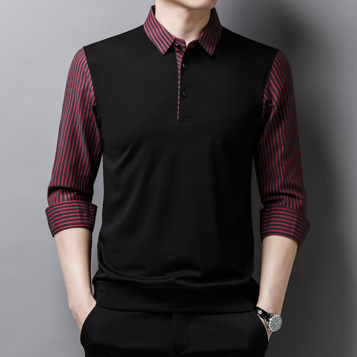 Elegant men's shirt with designer collar and stylish stripes on the sleeves - Kjell