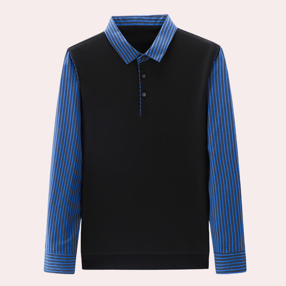 Elegant men's shirt with designer collar and stylish stripes on the sleeves - Kjell