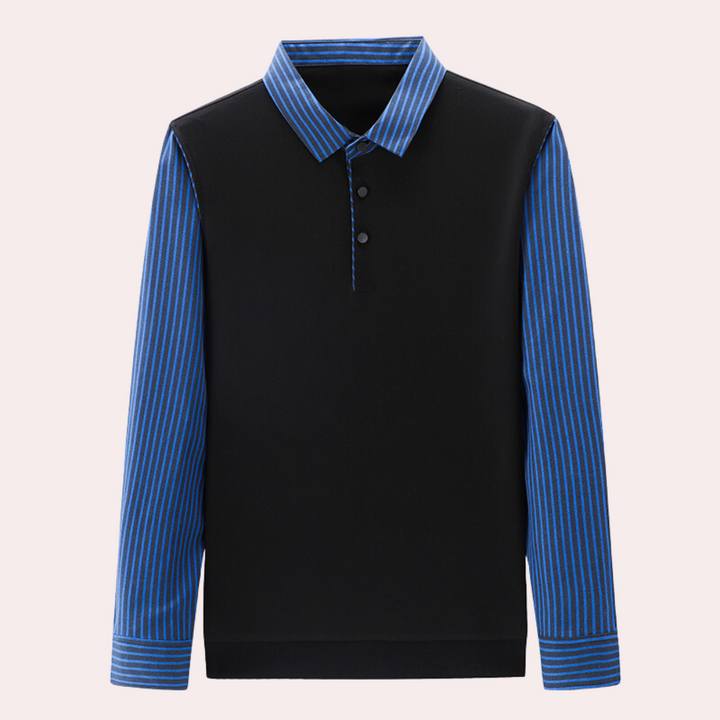 Elegant men's shirt with designer collar and stylish stripes on the sleeves - Kjell
