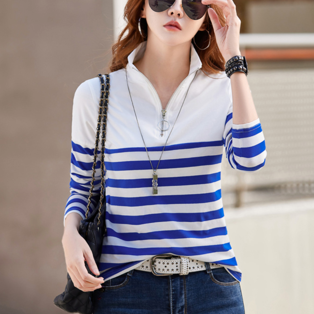 Stylish women's T-shirt in fashionable stripe - Fabiana