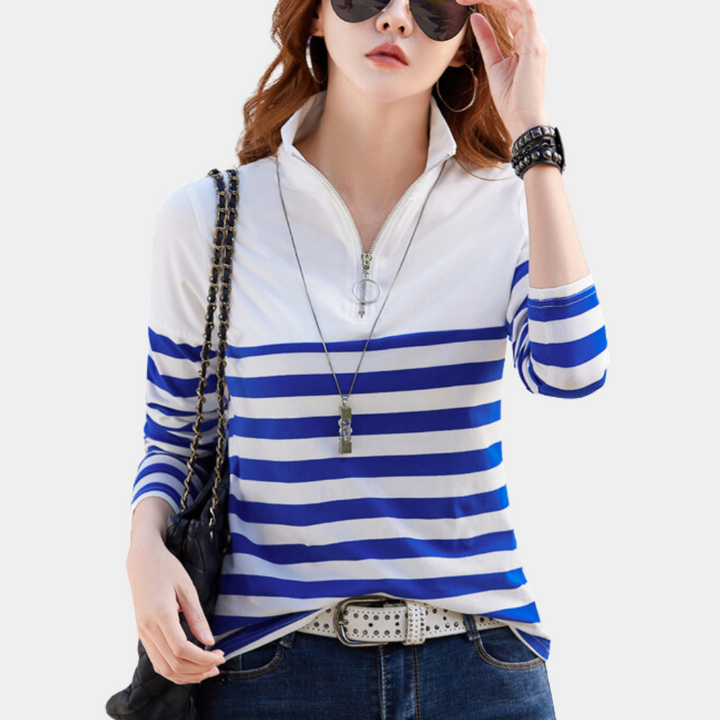 Stylish women's T-shirt in fashionable stripe - Fabiana