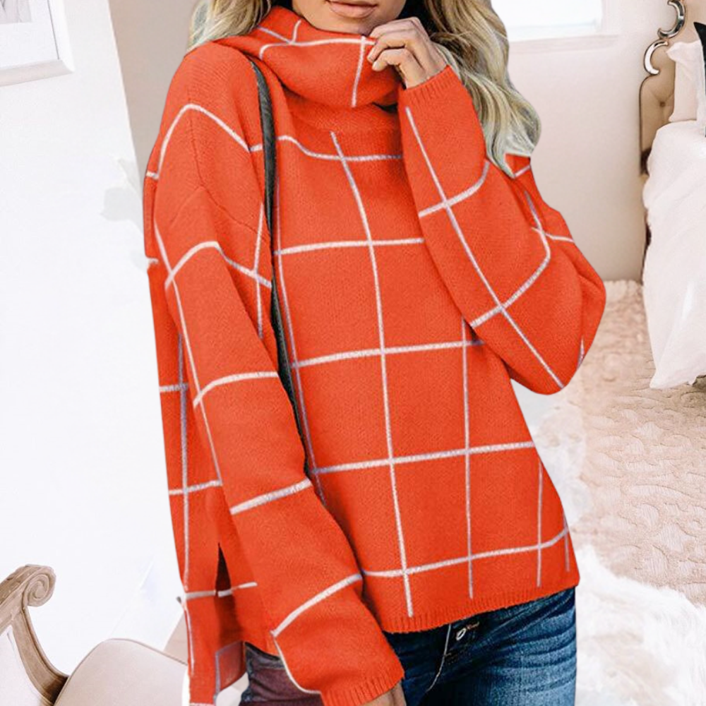 Elda - Fashionable women's jumper in sleek modern check