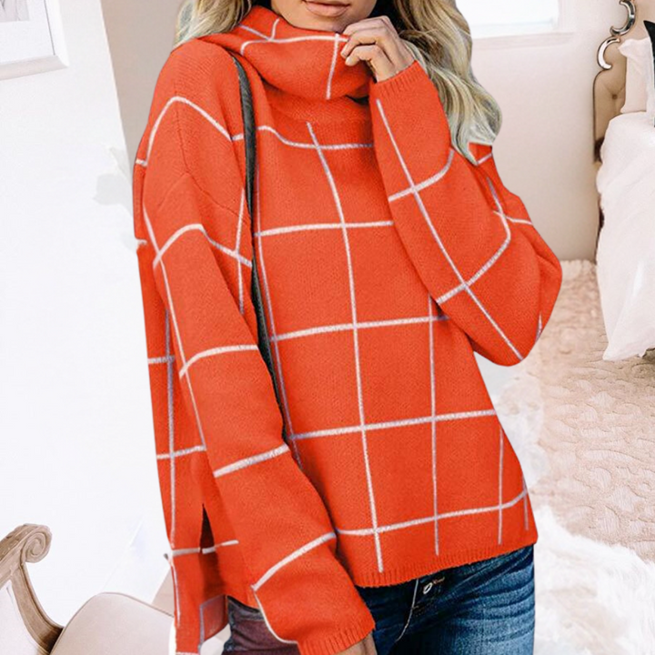 Elda - Fashionable women's jumper in sleek modern check