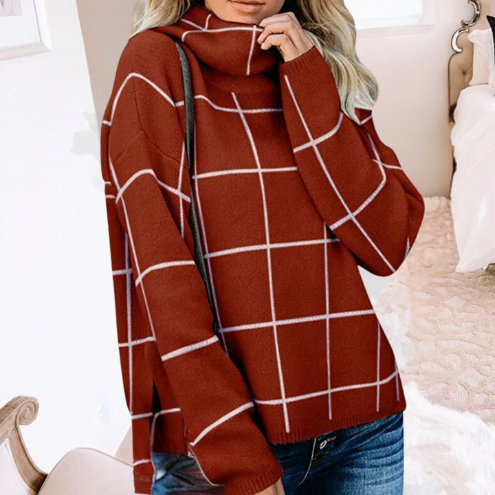 Elda - Fashionable women's jumper in sleek modern check