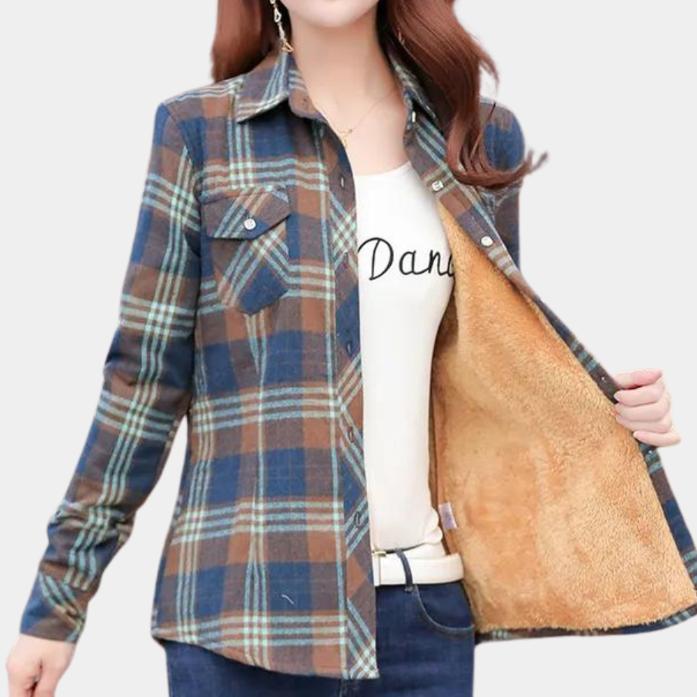 Veda - an elegant checked shirt for women, perfect for any occasion with a touch of casual comfort