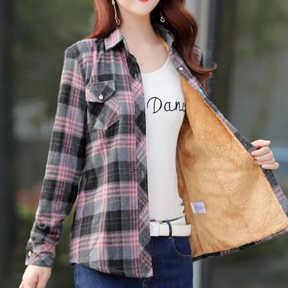 Veda - an elegant checked shirt for women, perfect for any occasion with a touch of casual comfort