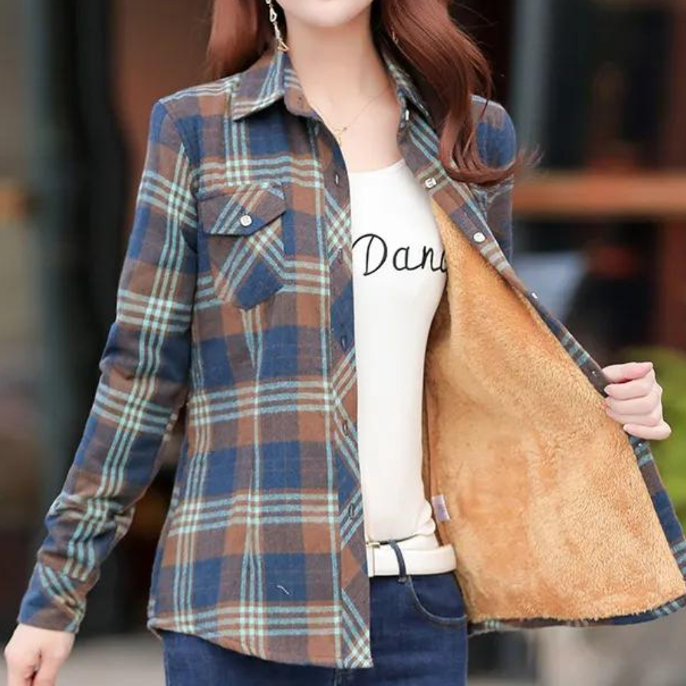 Veda - an elegant checked shirt for women, perfect for any occasion with a touch of casual comfort