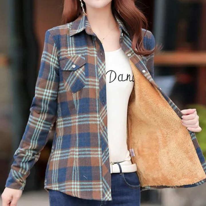 Veda - an elegant checked shirt for women, perfect for any occasion with a touch of casual comfort