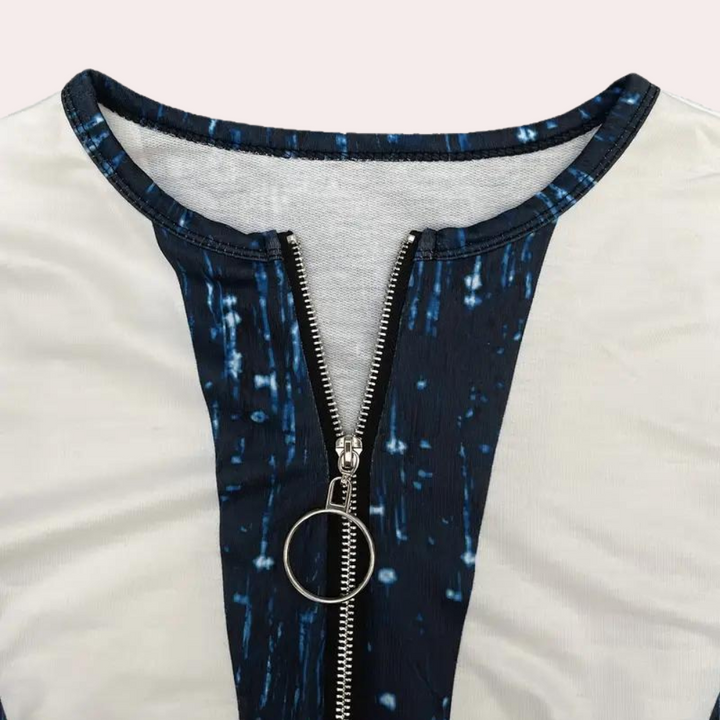 Leocadia - Stylish women's long sleeve shirt with innovative zip fastening