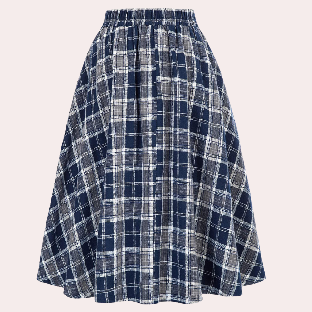 Luminita - Stylish A-line skirt in on-trend check with elegant bow