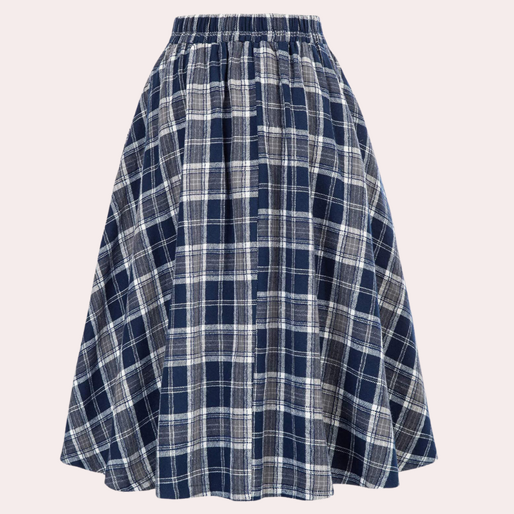 Luminita - Stylish A-line skirt in on-trend check with elegant bow
