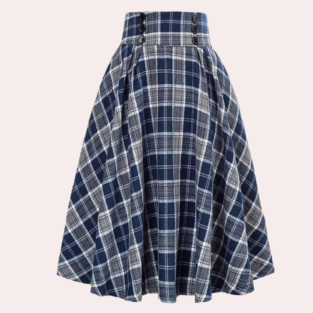 Luminita - Stylish A-line skirt in on-trend check with elegant bow