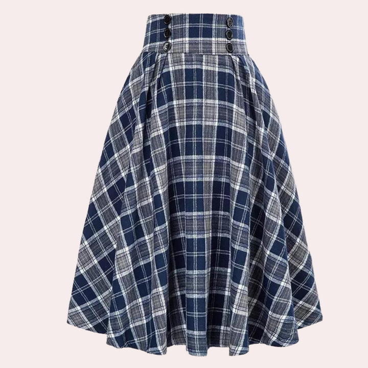 Luminita - Stylish A-line skirt in on-trend check with elegant bow