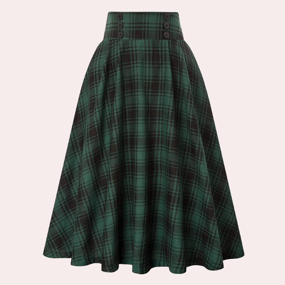 Luminita - Stylish A-line skirt in on-trend check with elegant bow
