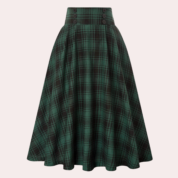 Luminita - Stylish A-line skirt in on-trend check with elegant bow