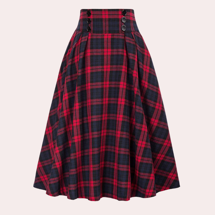 Luminita - Stylish A-line skirt in on-trend check with elegant bow