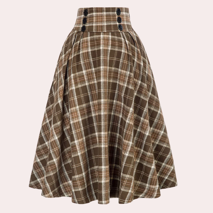 Luminita - Stylish A-line skirt in on-trend check with elegant bow