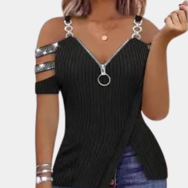 Pavlina - Unique feminine top with fashionable straps for subtle style