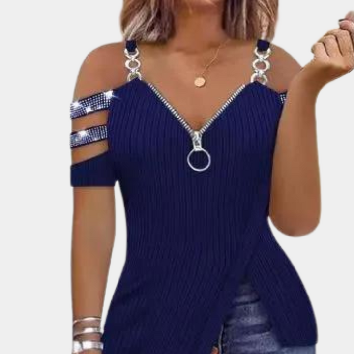 Pavlina - Unique feminine top with fashionable straps for subtle style