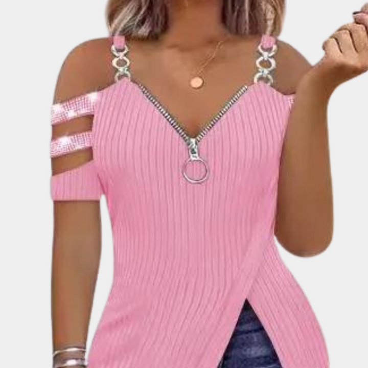 Pavlina - Unique feminine top with fashionable straps for subtle style
