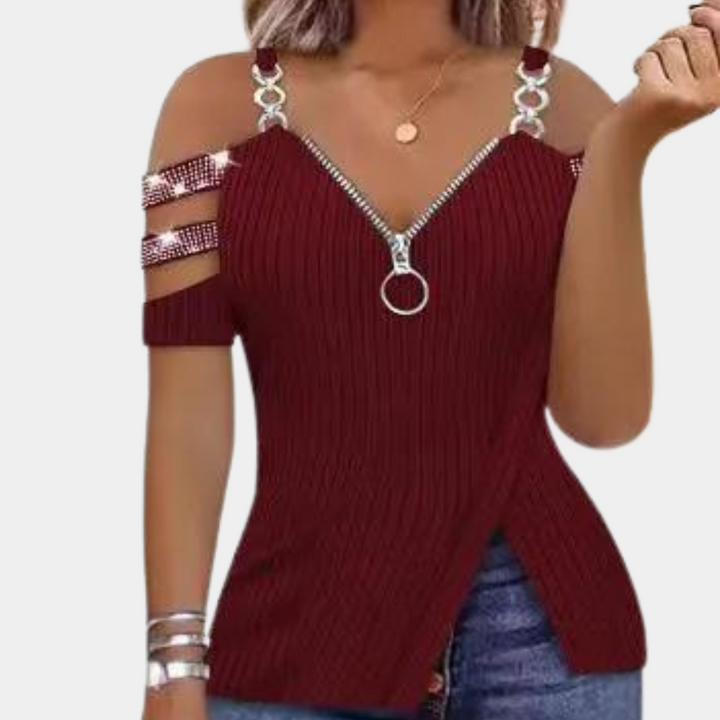 Pavlina - Unique feminine top with fashionable straps for subtle style