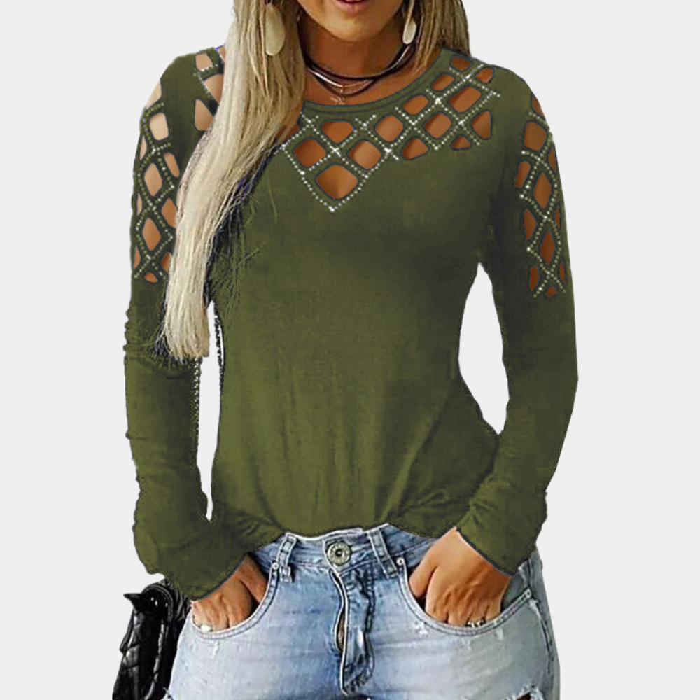Elegant Mariel top with modern cut-outs ideal for women