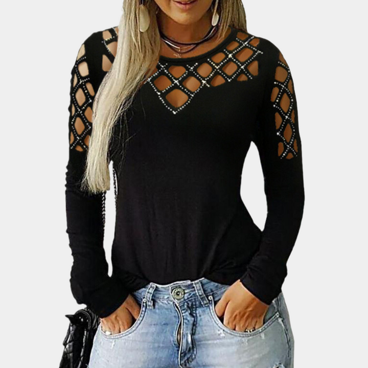 Elegant Mariel top with modern cut-outs ideal for women