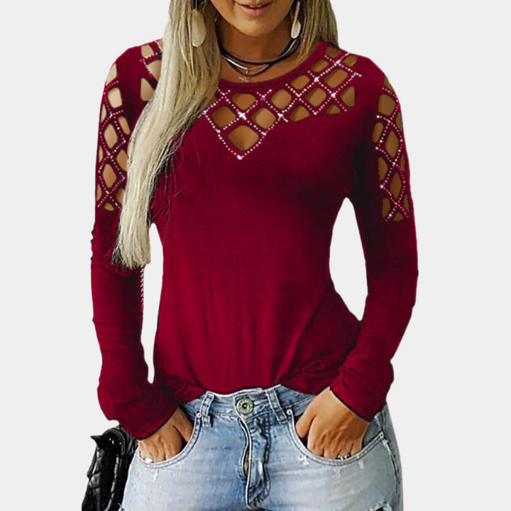 Elegant Mariel top with modern cut-outs ideal for women