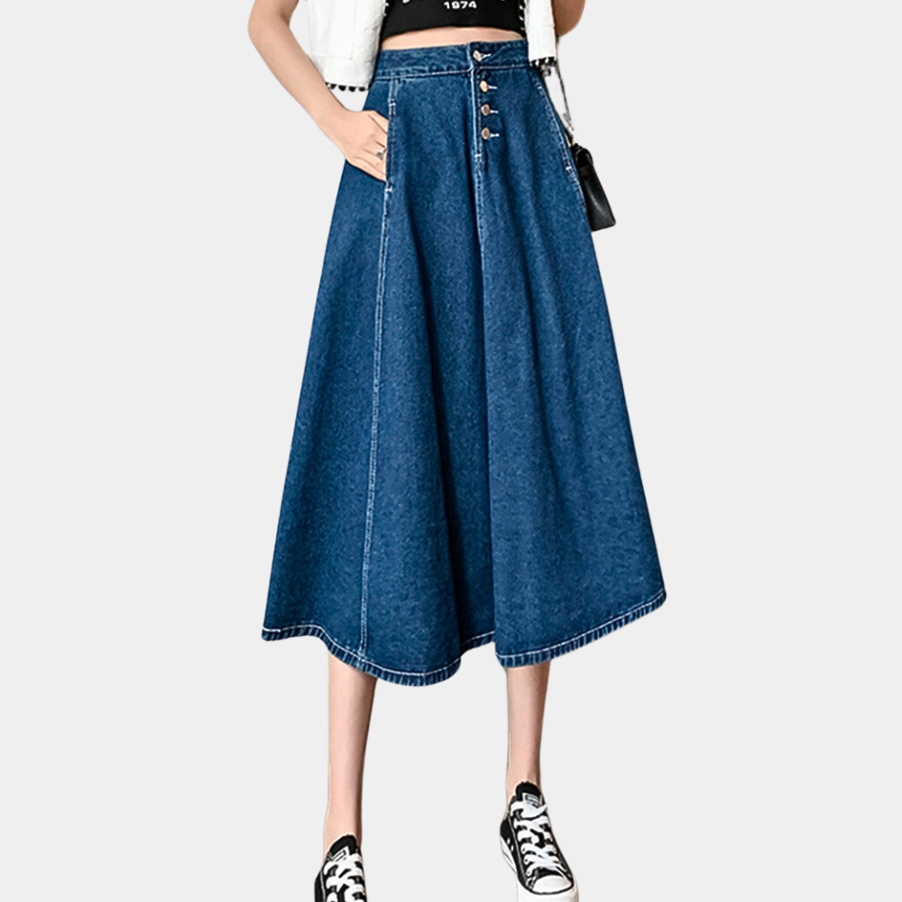 Polyxena - Stylish long denim skirt for women with a classic design