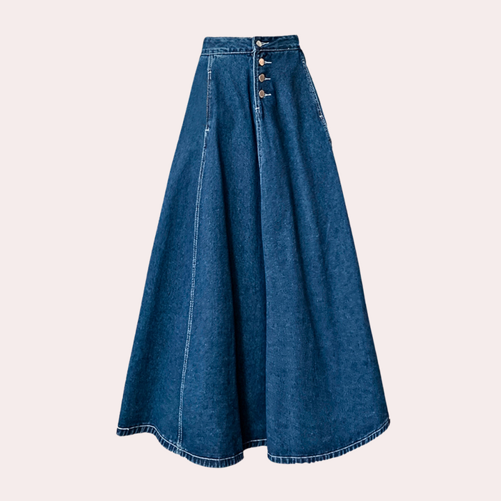 Polyxena - Stylish long denim skirt for women with a classic design