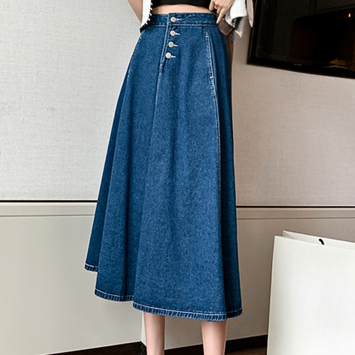 Polyxena - Stylish long denim skirt for women with a classic design