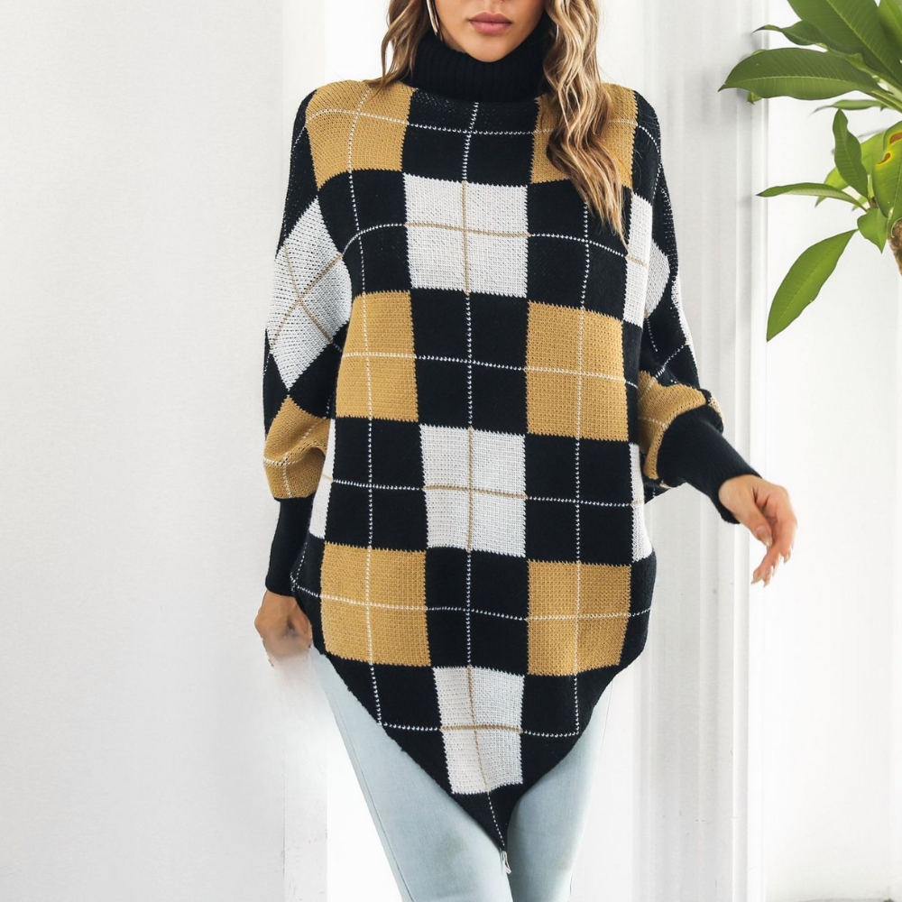 Aikaterini - Elegant women's sweatshirt in trendy check pattern