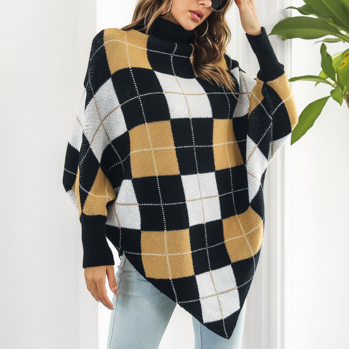 Aikaterini - Elegant women's sweatshirt in trendy check pattern