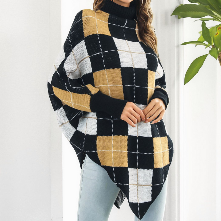 Aikaterini - Elegant women's sweatshirt in trendy check pattern